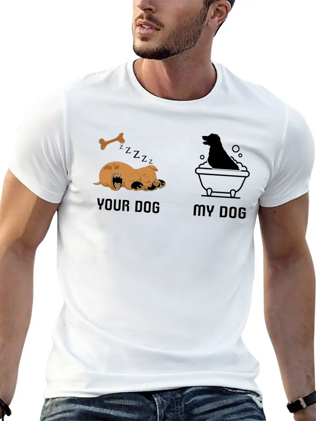Your Dog My Dog Bath Dog Funny Tshirt Classic Fit Graphic Tee For Daily Comfort