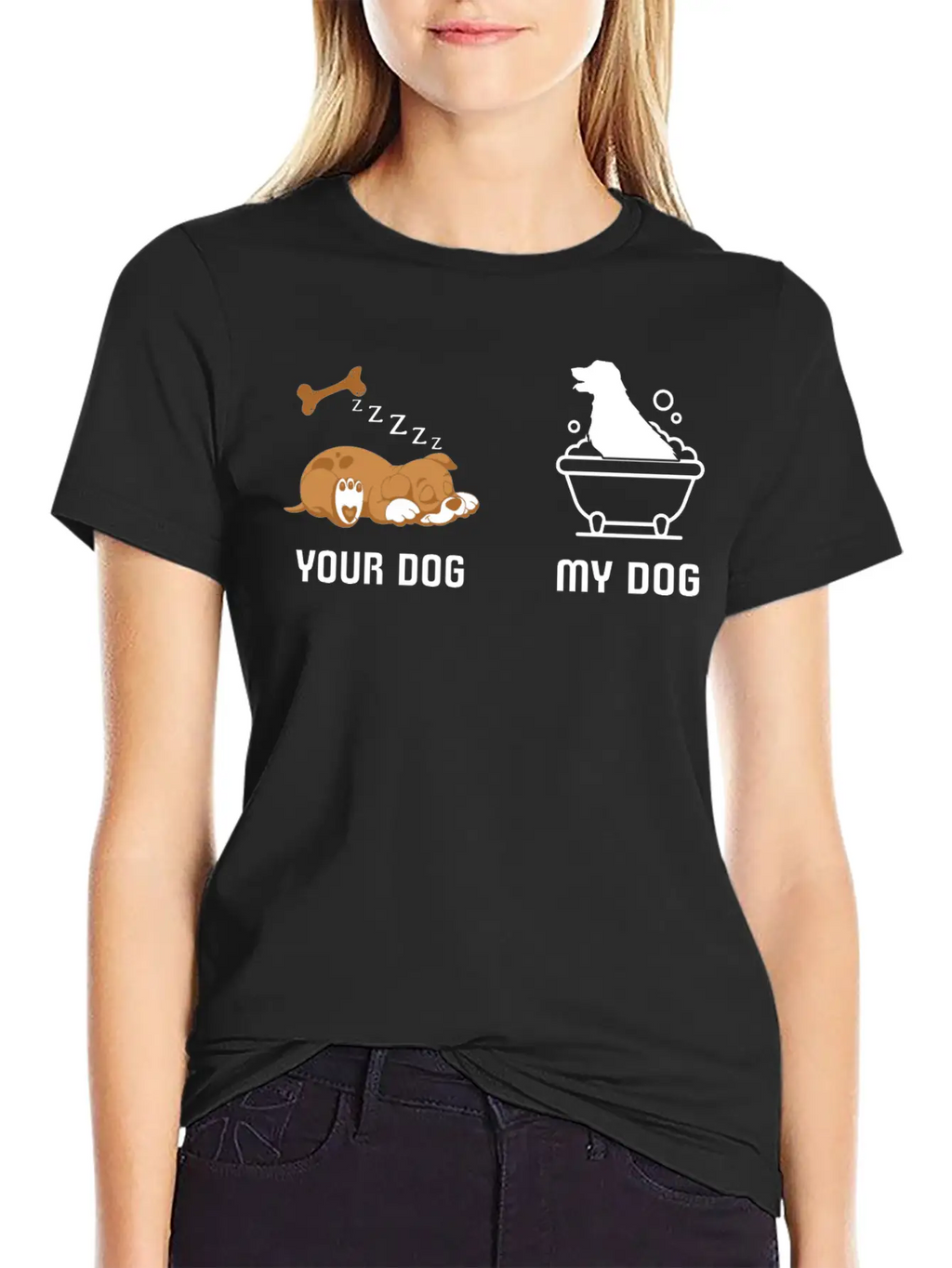 Your Dog My Dog Bath Dog Funny Tshirt Classic Fit Graphic Tee For Daily Comfort