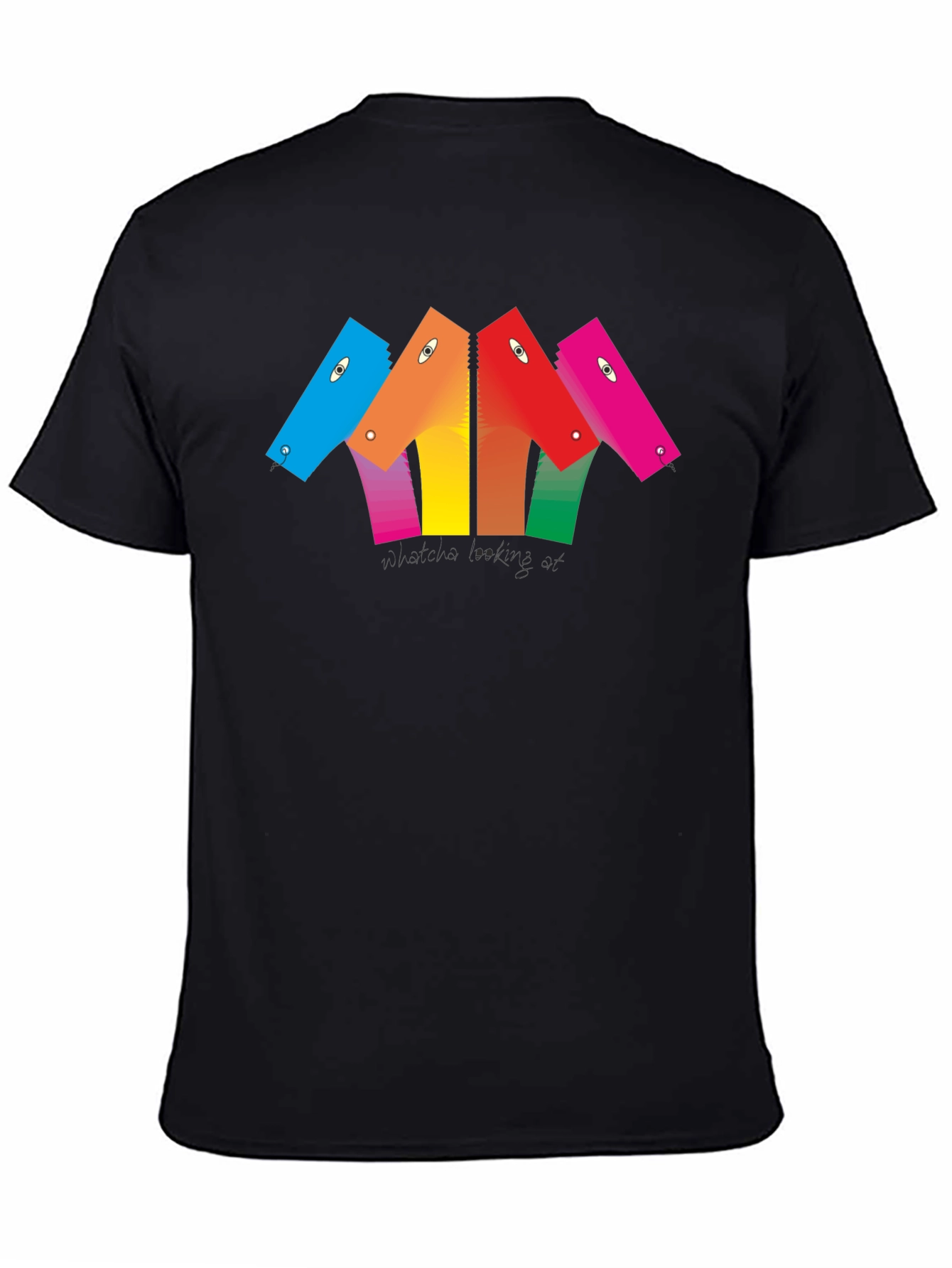 Abstract Colorful Heads Graphic T-Shirt - Unisex Black Tee
