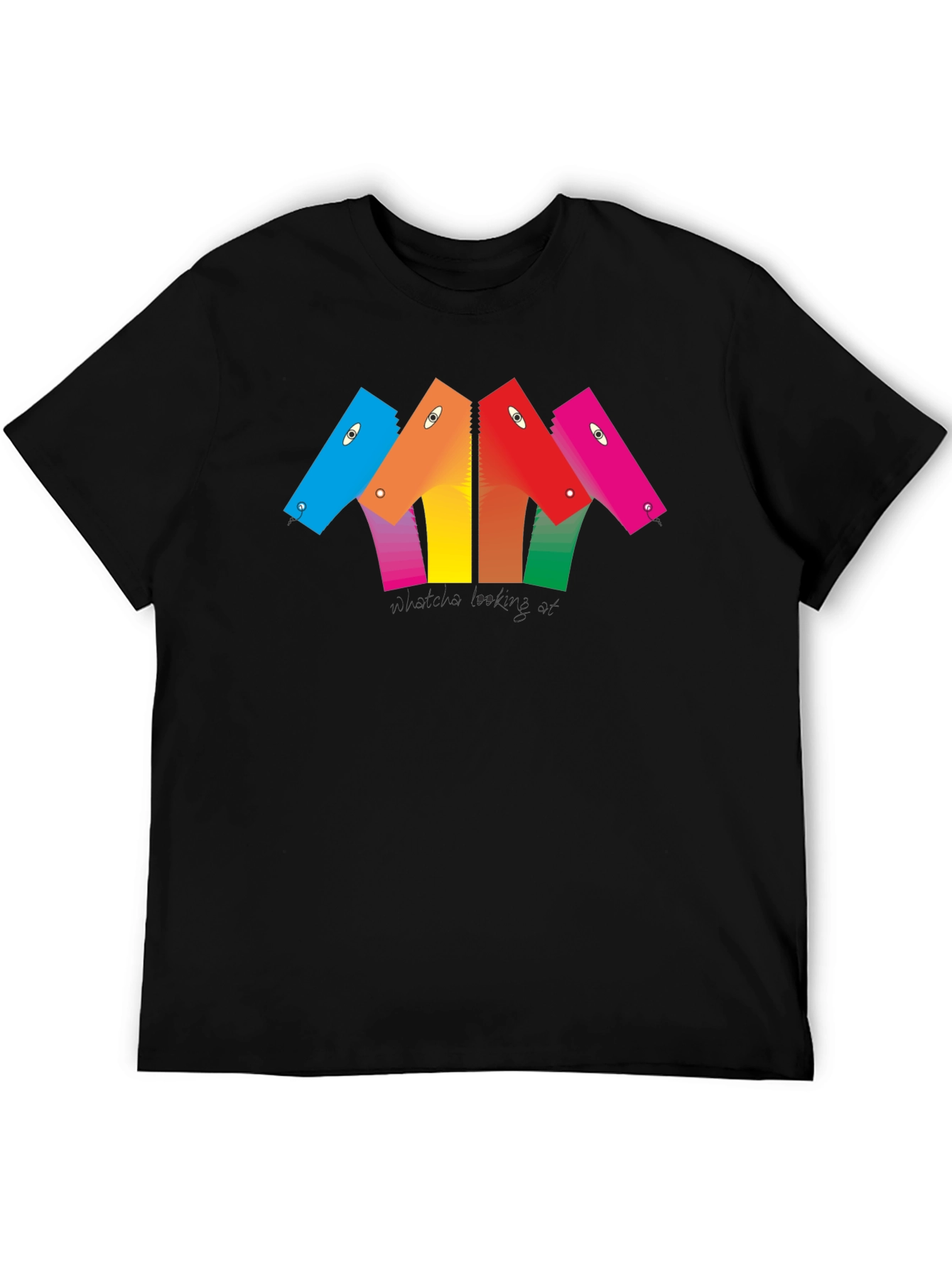 Abstract Colorful Heads Graphic T-Shirt - Unisex Black Tee