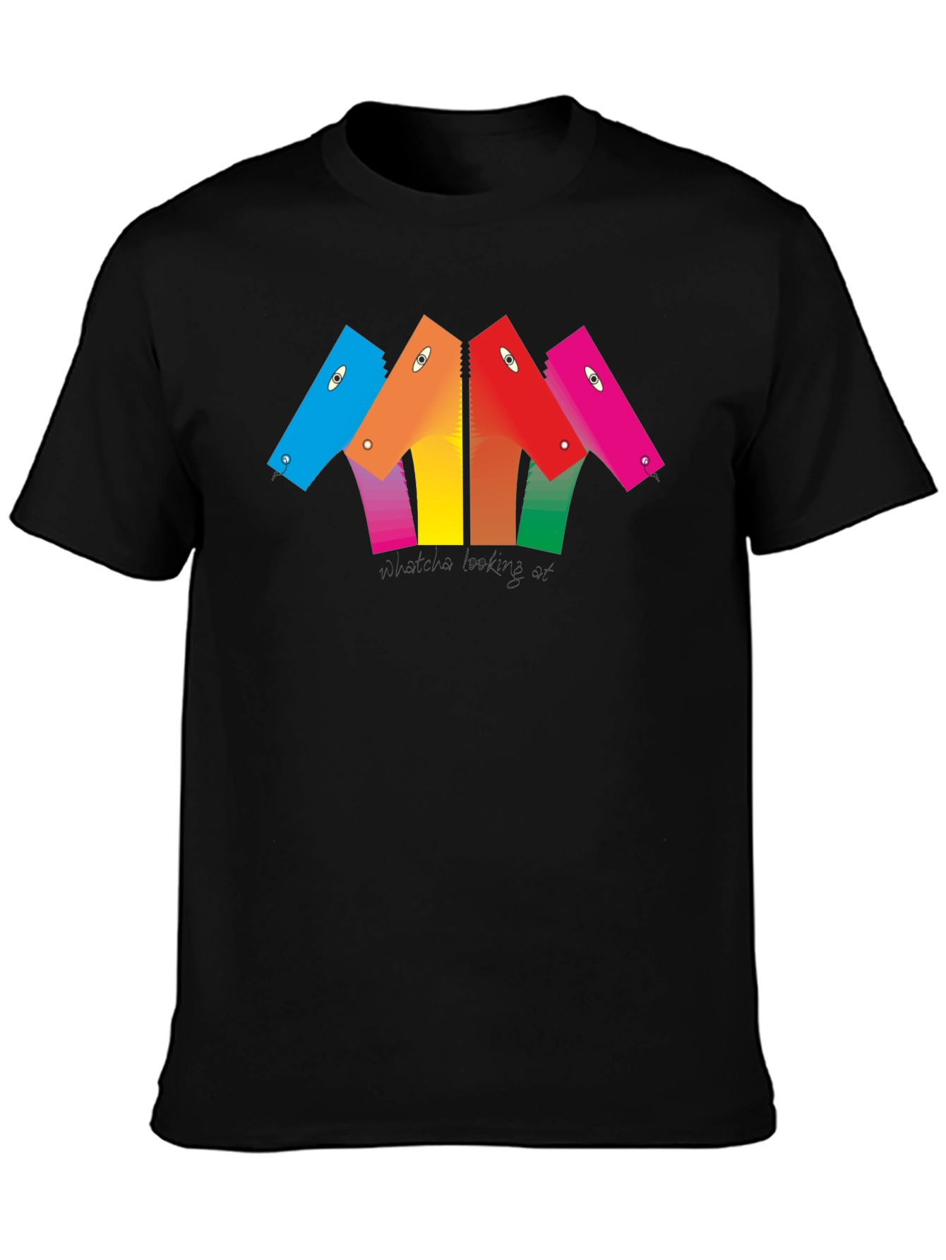 Abstract Colorful Heads Graphic T-Shirt - Unisex Black Tee