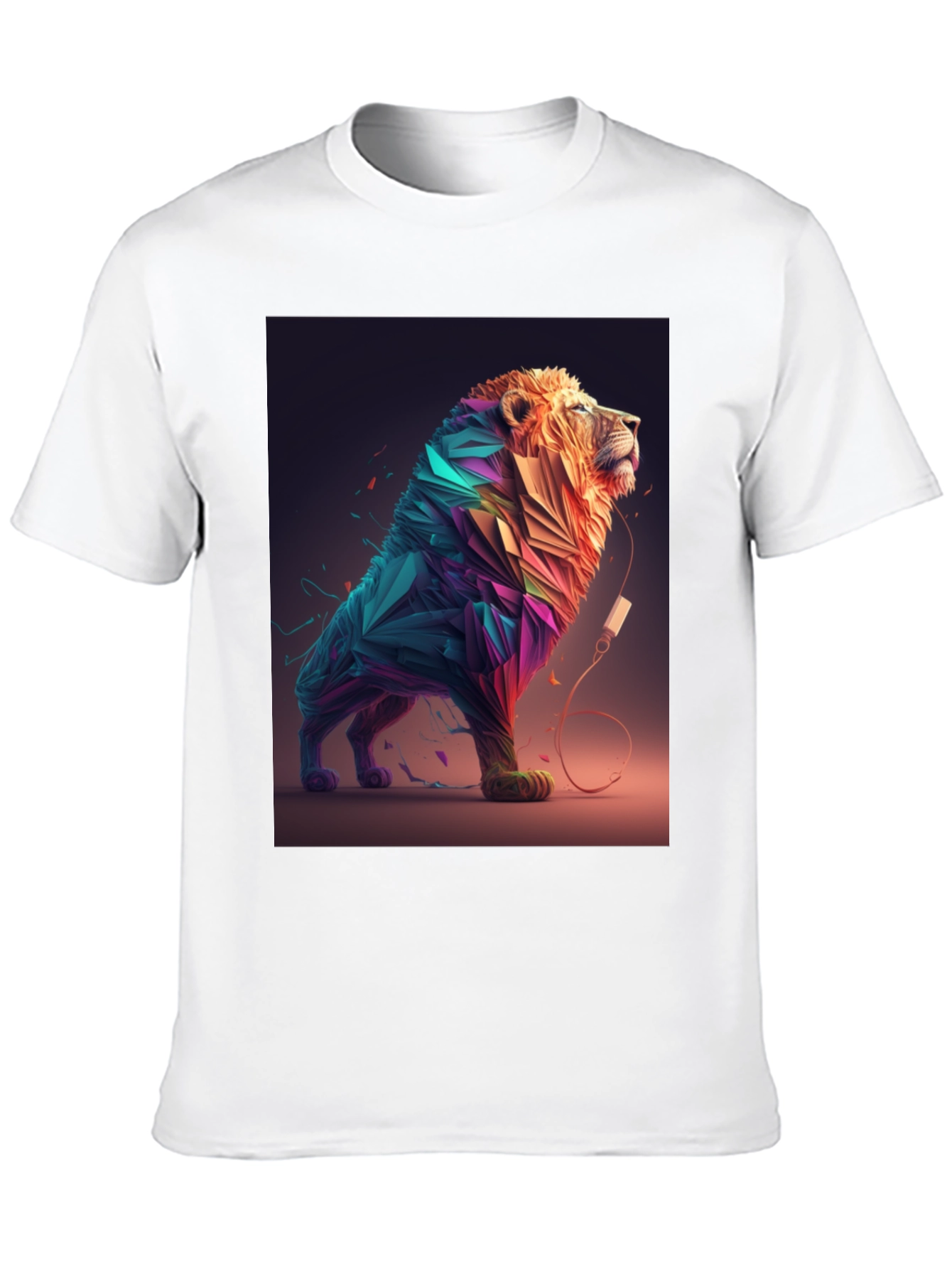 Abstract Lion Graphic Tee - Stylish Mens Black T-Shirt