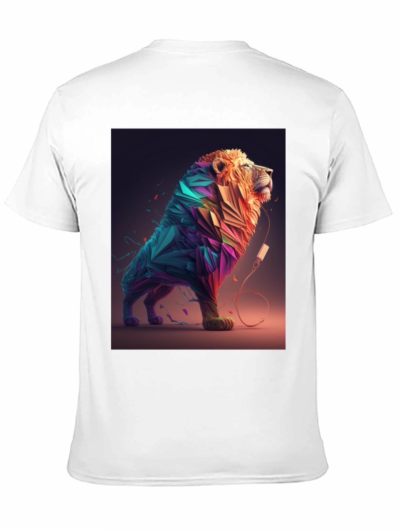 Abstract Lion Graphic Tee - Stylish Mens Black T-Shirt