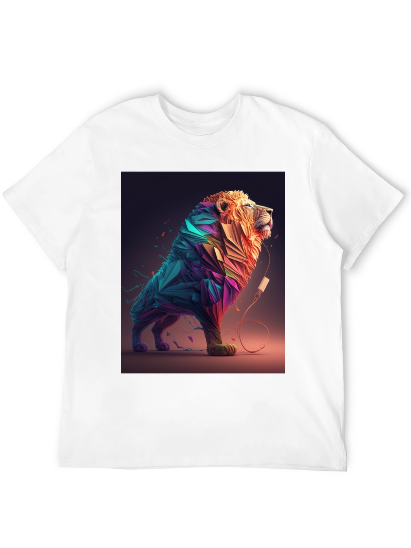 Abstract Lion Graphic Tee - Stylish Mens Black T-Shirt