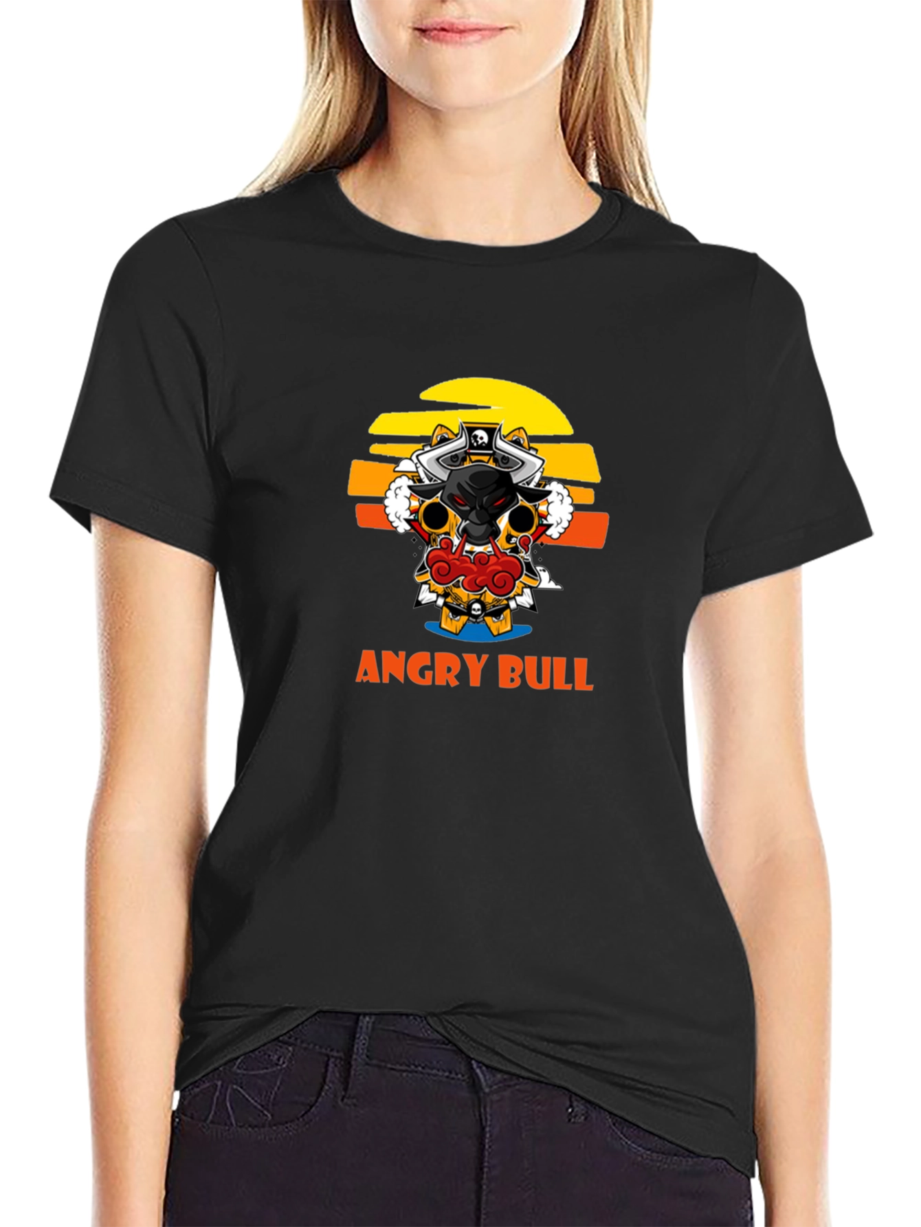 Angry Bull Graphic Tee - Black Cotton T-Shirt