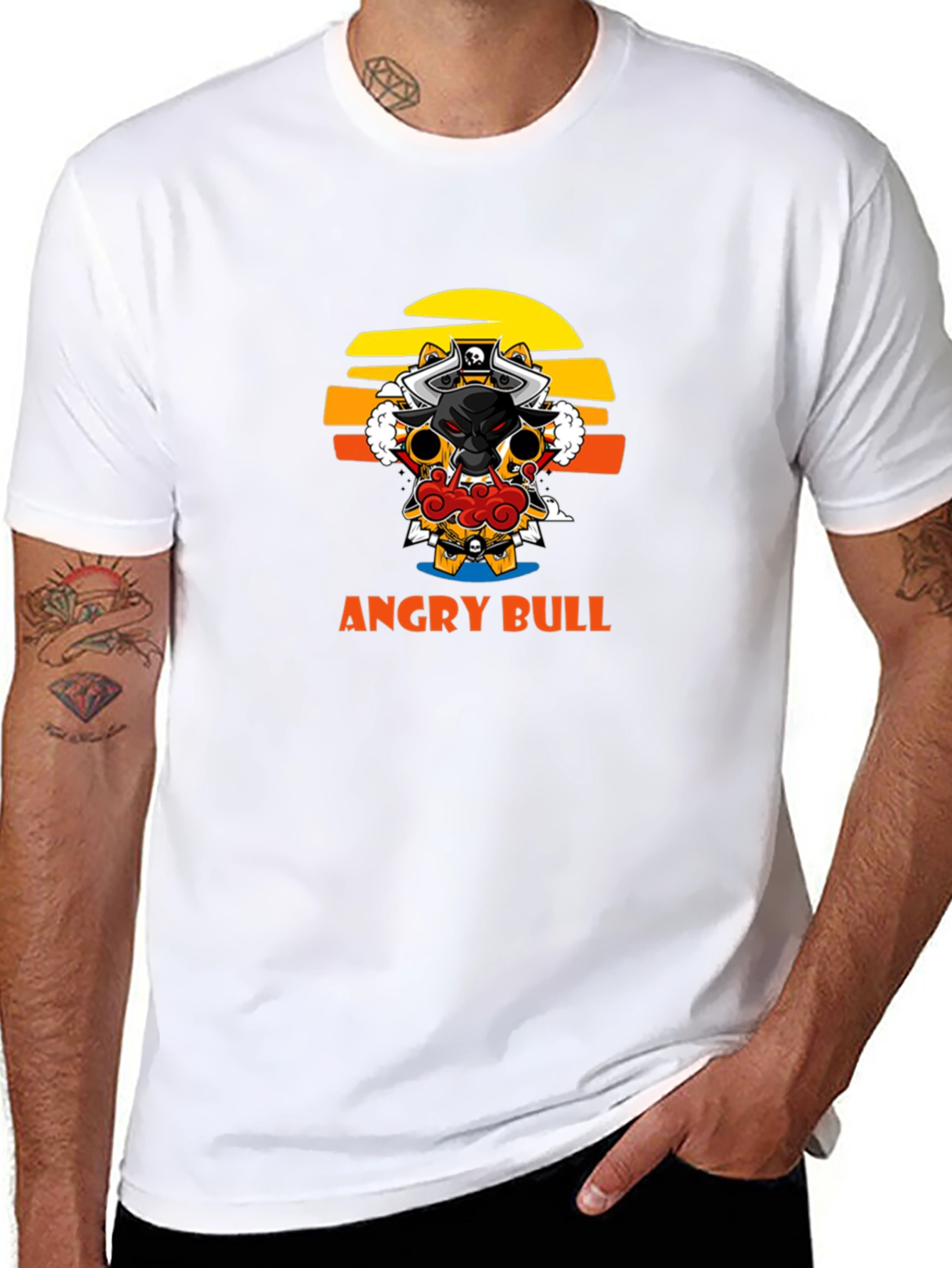 Angry Bull Graphic Tee - Black Cotton T-Shirt